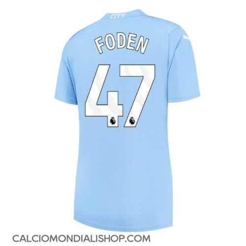 Maglie da calcio Manchester City Phil Foden #47 Prima Maglia Femminile 2023-24 Manica Corta